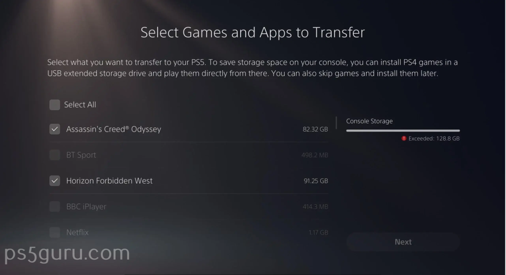 Games and Apps transfer