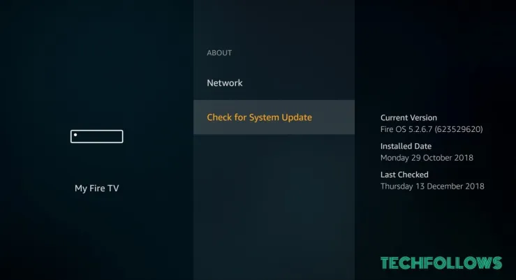 Click Check for System Update 