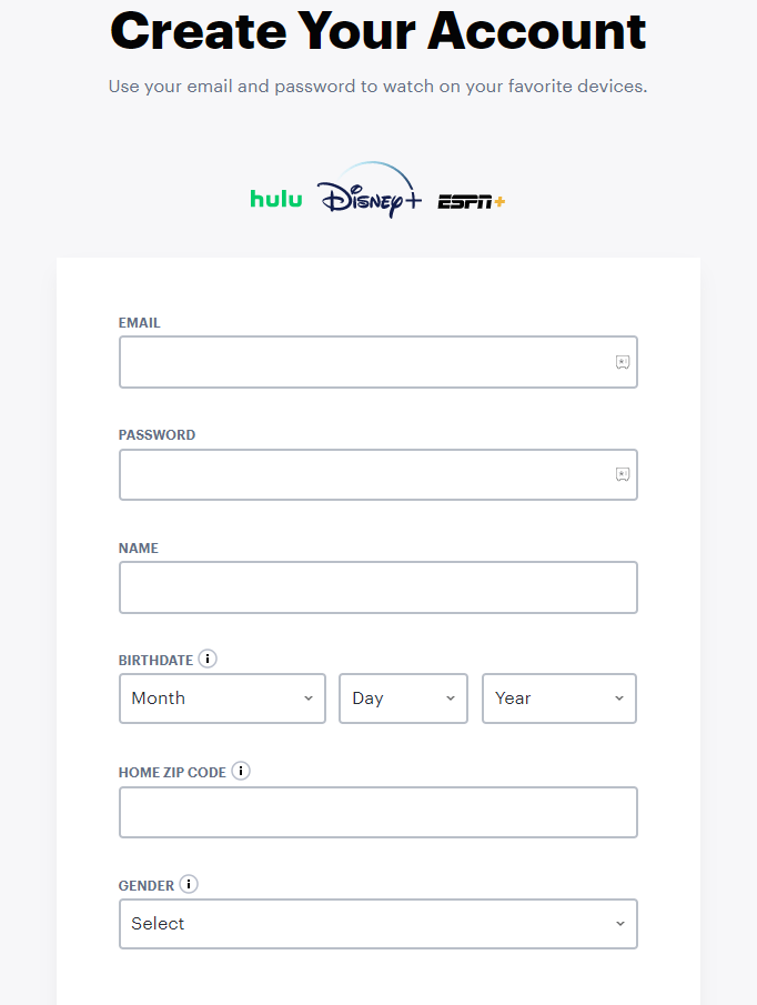 Create Hulu account 