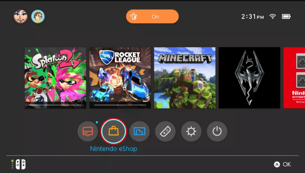 Open Nintendo eShop on Switch 