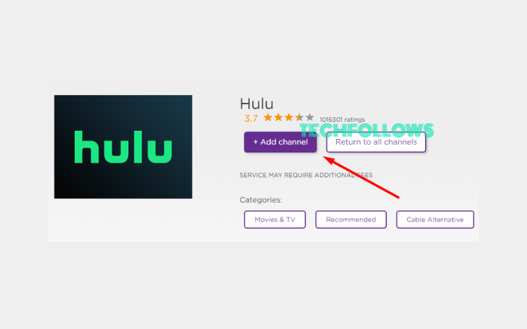 Click + Add channel and add Hulu on Roku