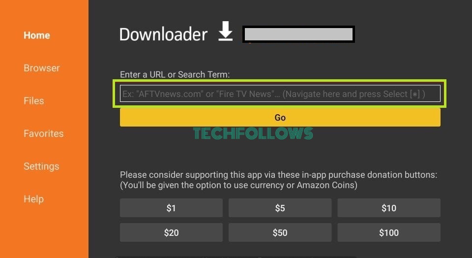 Enter the IPTV APK link to install IPTV on Android TV