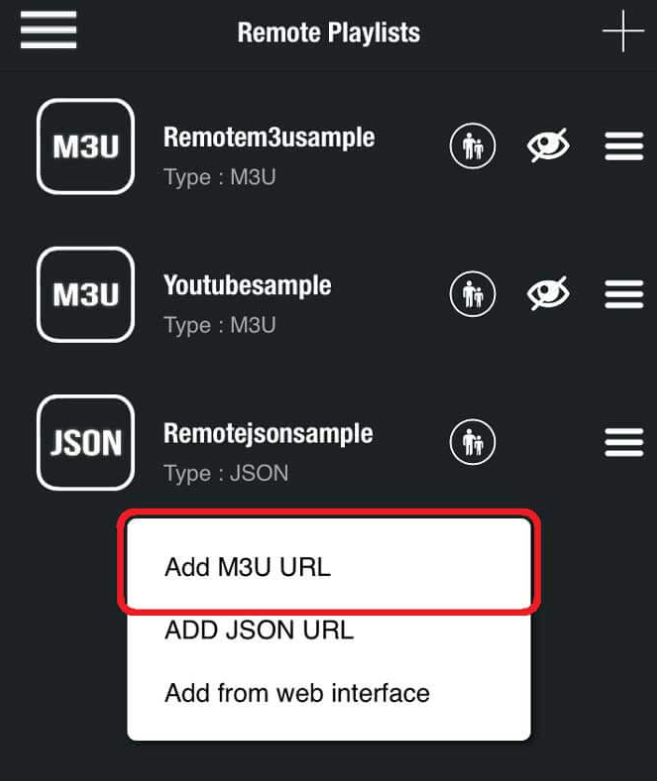 Tap Add M3U URL 