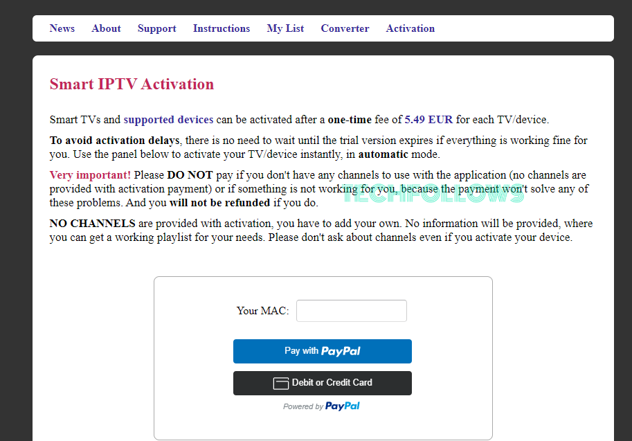 Smart IPTV Player activation 