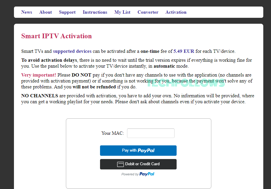 Smart IPTV Player activation