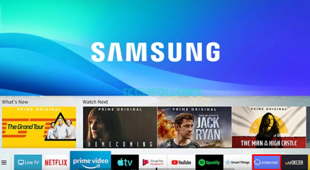 Tap Internet on Samsung TV