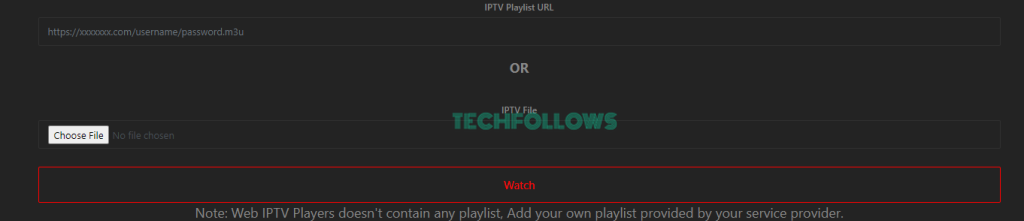 Enter the M3U URL