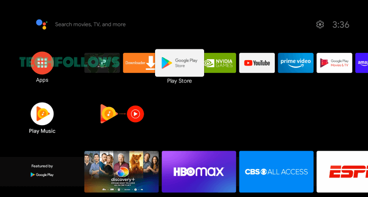 Open Play Store to get IPTV on Android TV