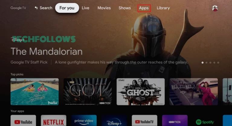 Click the Apps on Google TV