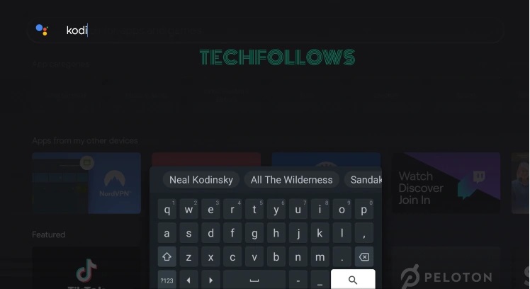 Search for Kodi on Android TV