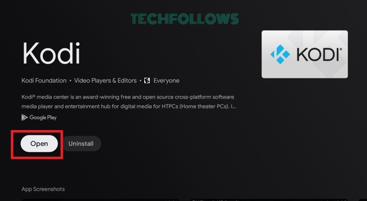 Tap on Open on Android TV