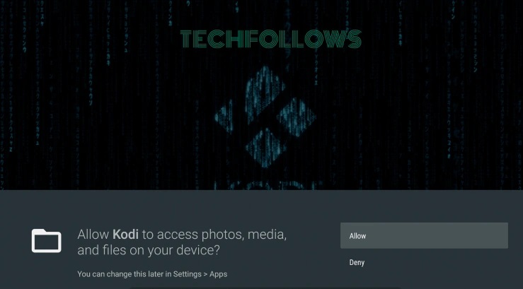 Hit the Allow option on Kodi app