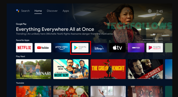 Open Play Store on Android TV