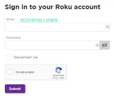 Sign in with your Roku account details