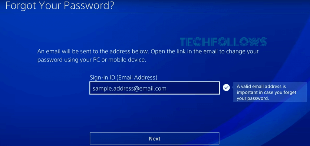 Tap Forgot Your Password to reset PS4 Password