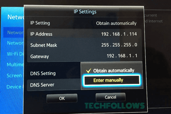 Set DNS Setting to Enter manually