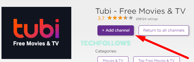 Click +Add channel to get Tubi TV