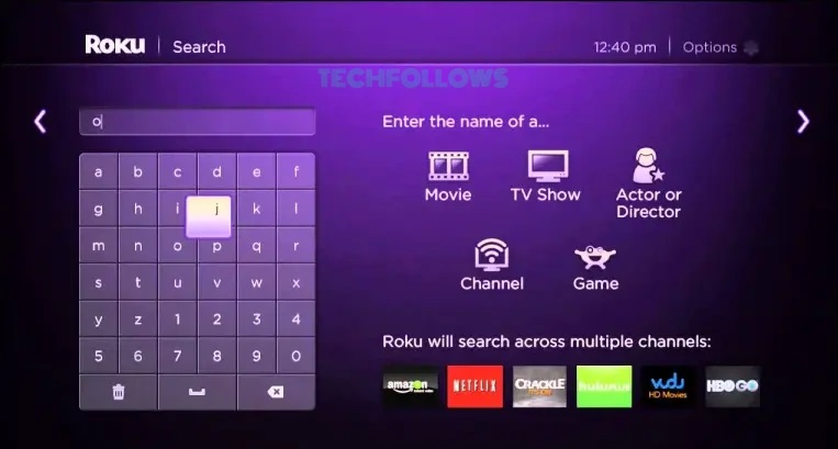 Search for UFC on Roku
