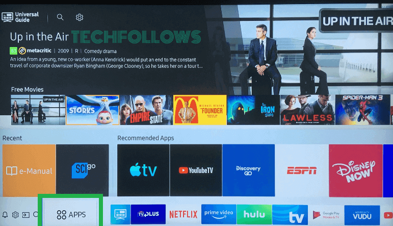 Click Apps on Samsung TV