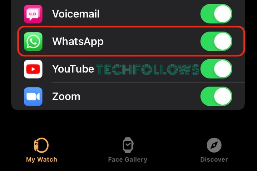 Turn on WhatsApp notification on Apple Watch