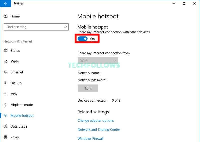 Turn ON hotspot