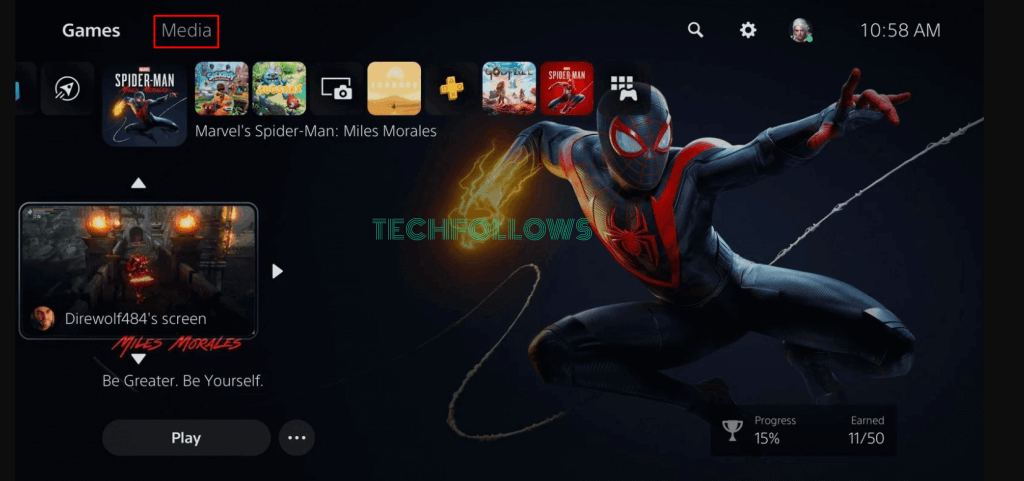Tap Media on PS5