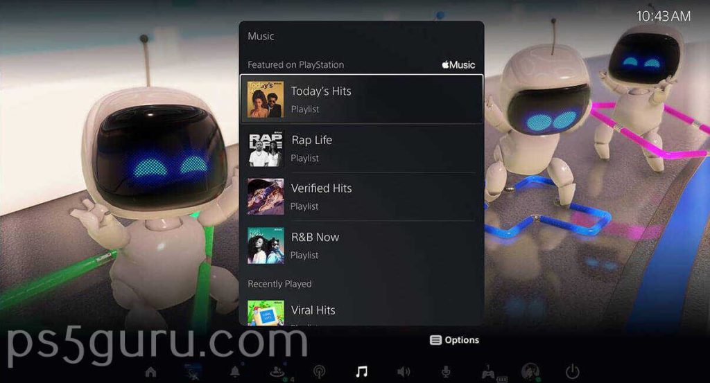 click Music icon on PS5