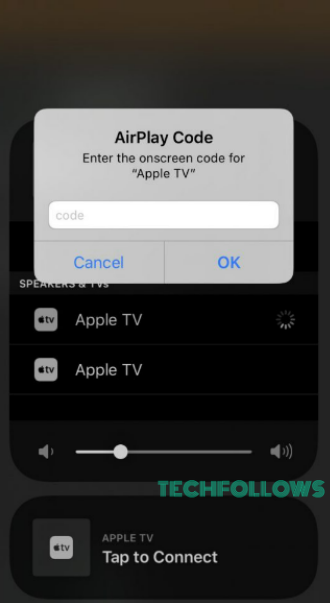 Enter AirPlay Code to connect with Apple TV