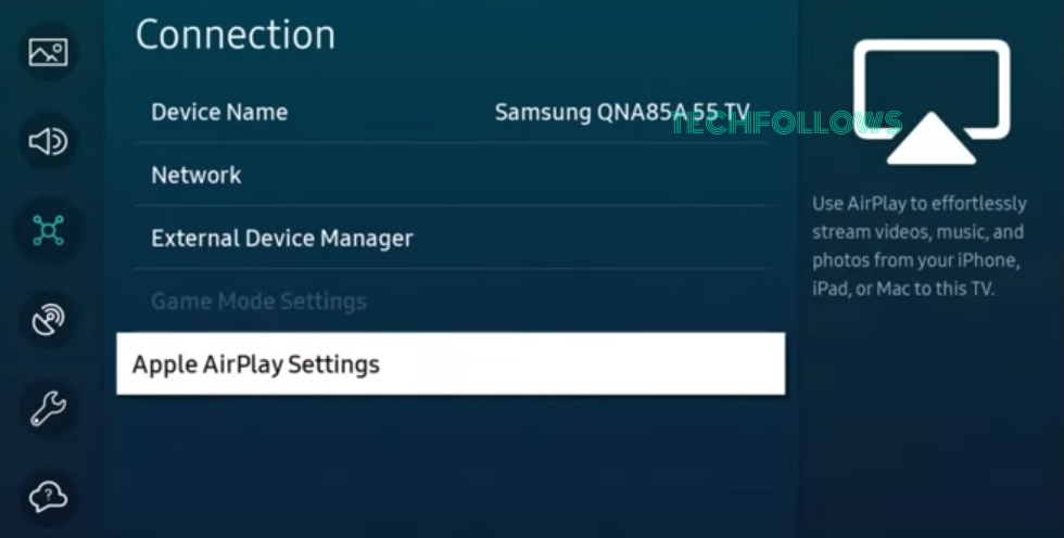 Tap Apple AirPlay Settings