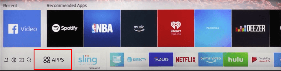 Click Apps and open app store on Samsung TV