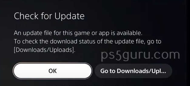 Check for Update on PS5