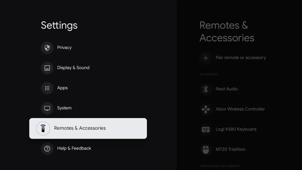 Select Remote and accessories