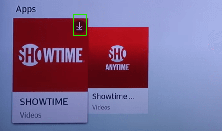 Click download option on Showtime 