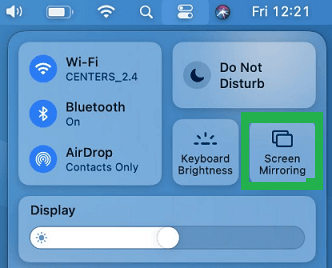 Click Screen Mirroring icon on Mac