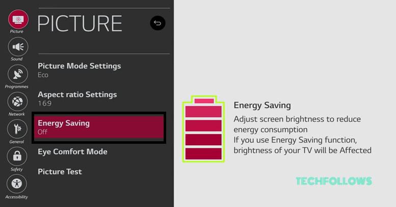 Turn Off Energy Saving mode