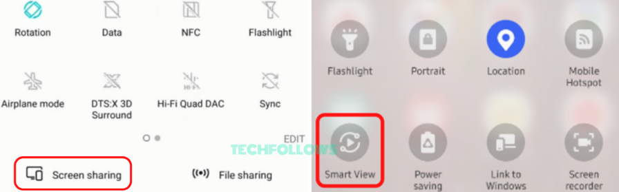 Tap the Smart View or Screen sharing option
