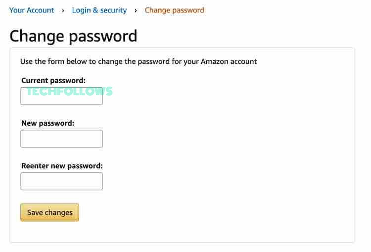 Enter the new password for Amazon Prime Video