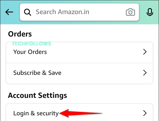 Change Prime Video Password on Amazon App
