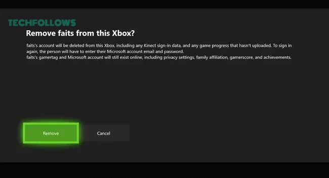 Remove the Xbox account