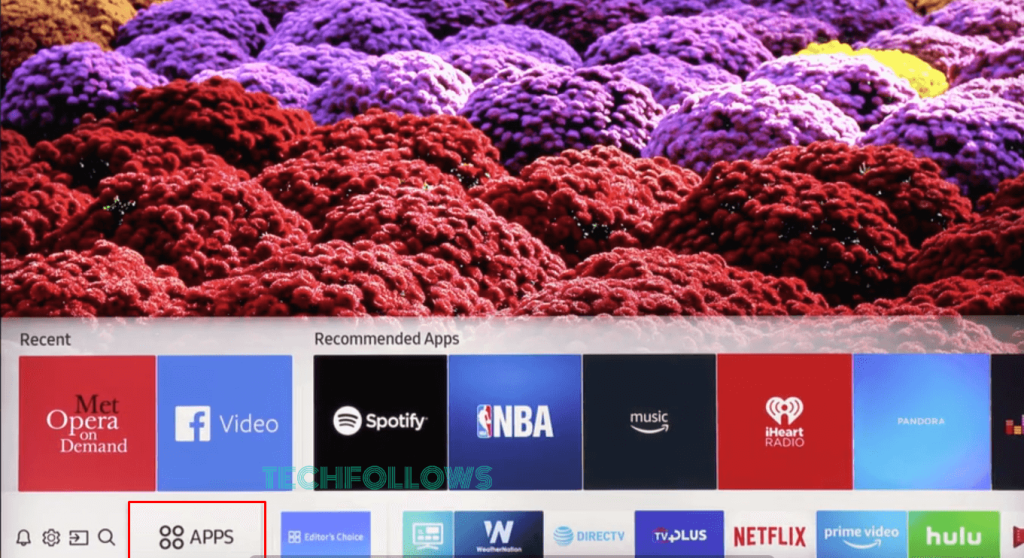 Tap Apps on Samsung TV