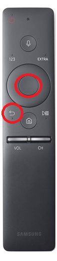 Press Select and Back button to reset the Samsung TV Remote