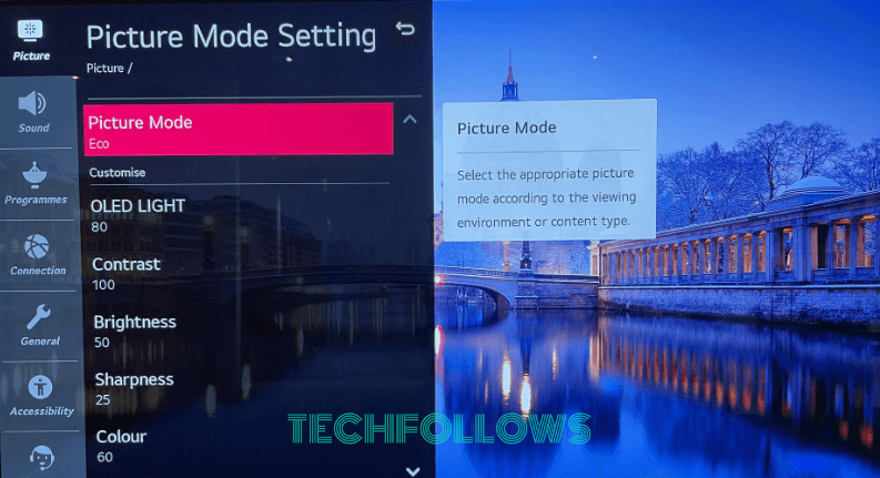 Click Picture Mode Settings and select the Picture Mode 