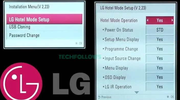 Tap NO to unlock LG TV from Hotel Mode 