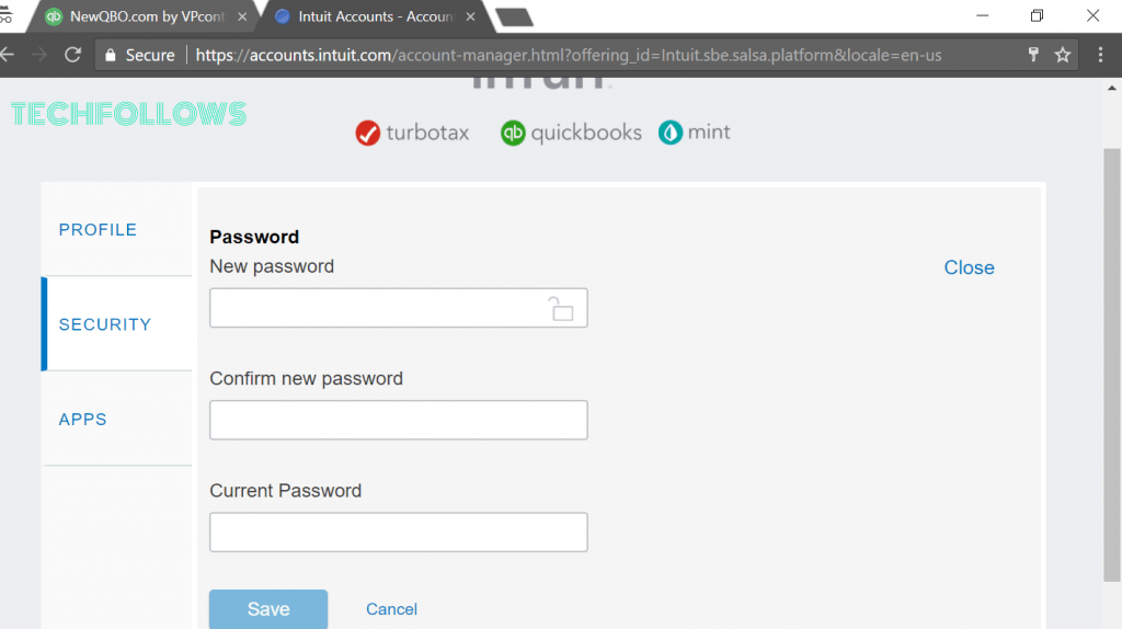 Reset the Quickbooks Password