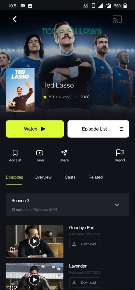 Click Watch to stream Ted lasso without apple tv 