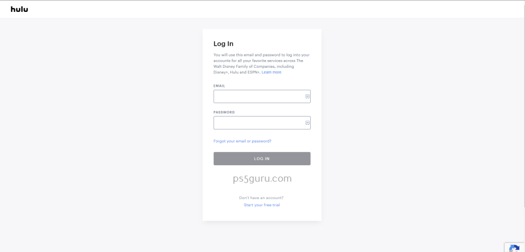 Login - Hulu on PS5