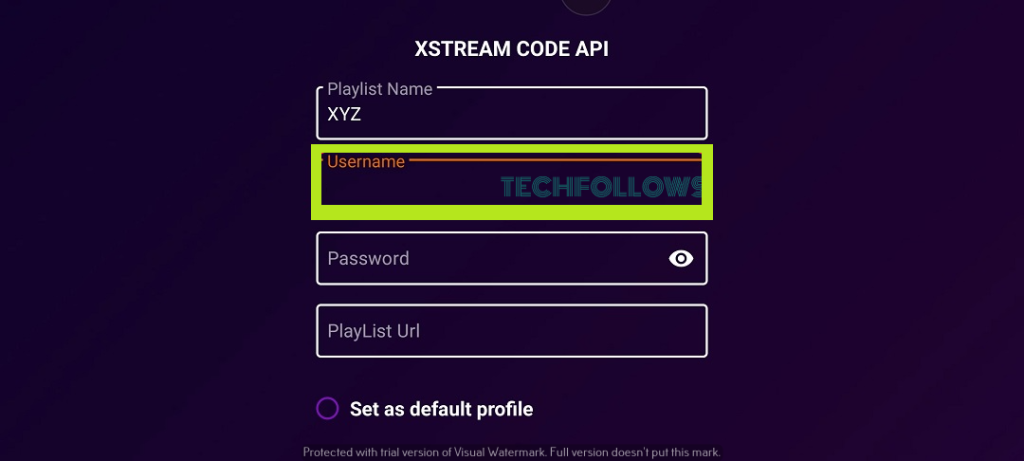 Add Xtream Codes on IPTV Smart Purple Player