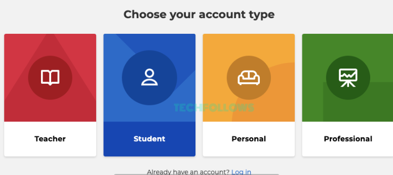 Choose your account type 