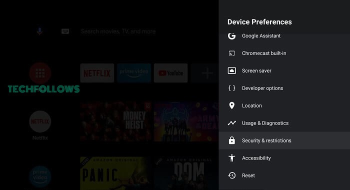 Security & Restrictions on Android TV