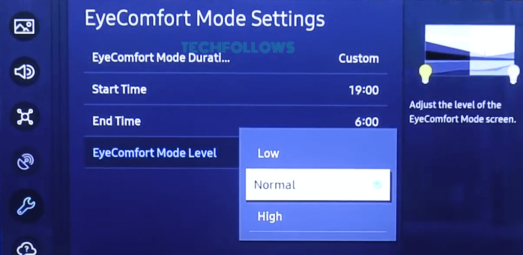 Tap EyeComfort Mode Level